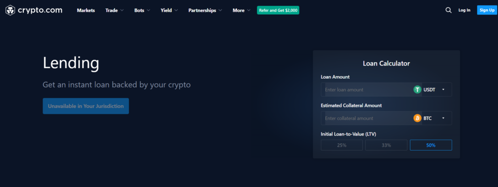 Crypto lending platforms