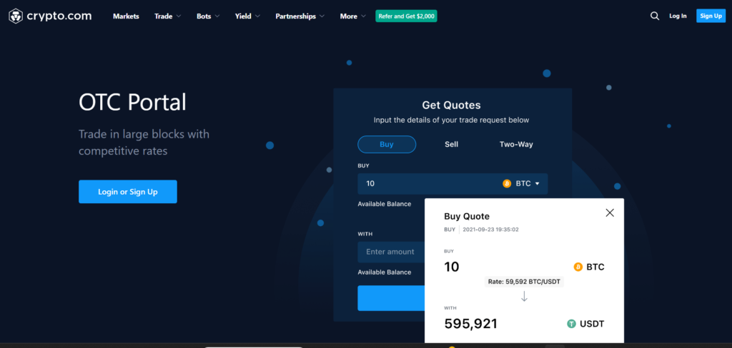 crypto OTC trading platform